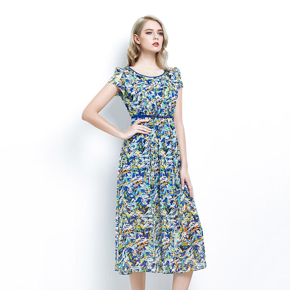 OEM Short Sleeve Printing Dress For Women